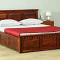Crocus Sheesham Wood Queen Size Bed - front_view