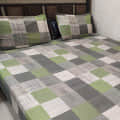 Geometrical Multicolored King Size Pure Cotton Bedsheet With Two Pillow Covers - top_view