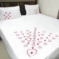 Beautiful Heart Embroidery Double Bedsheet With Two Pillow Covers (Pure Cotton) - front_view