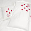 Beautiful Heart Embroidery Double Bedsheet With Two Pillow Covers (Pure Cotton) - top_view