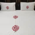 Heart Tree Embroidery Double Bedsheet With Two Pillow Covers - photo