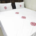 Heart Tree Embroidery Double Bedsheet With Two Pillow Covers - front_view