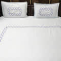 Sky Blue Embroidery Double Bedsheet With Two Pillow Covers (Pure Cotton) - photo