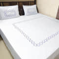 Sky Blue Embroidery Double Bedsheet With Two Pillow Covers (Pure Cotton) - front_view