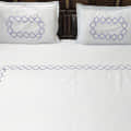 Sky Blue Embroidery Double Bedsheet With Two Pillow Covers (Pure Cotton) - rear_view