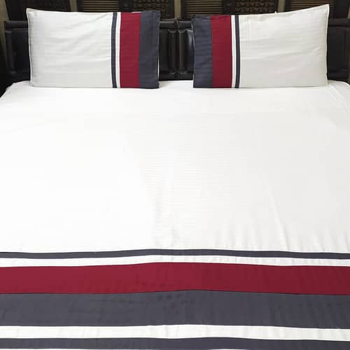 Designer Taping Stripe Double Bedsheet With Two Pillow Covers