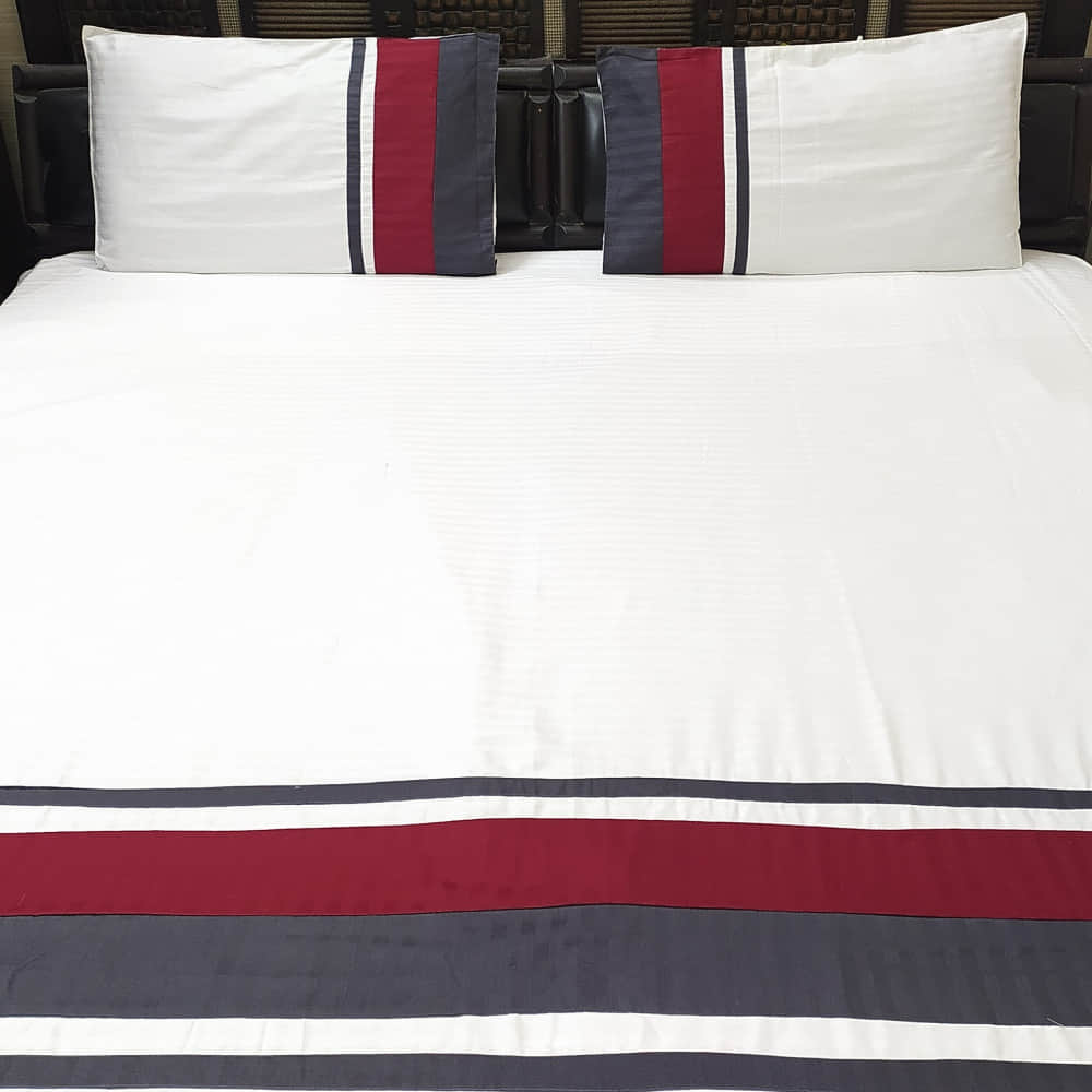 Designer Taping Stripe Double Bedsheet With Two Pillow Covers - photo