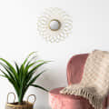 Leaf Design Round Art Wall Mirror - photo