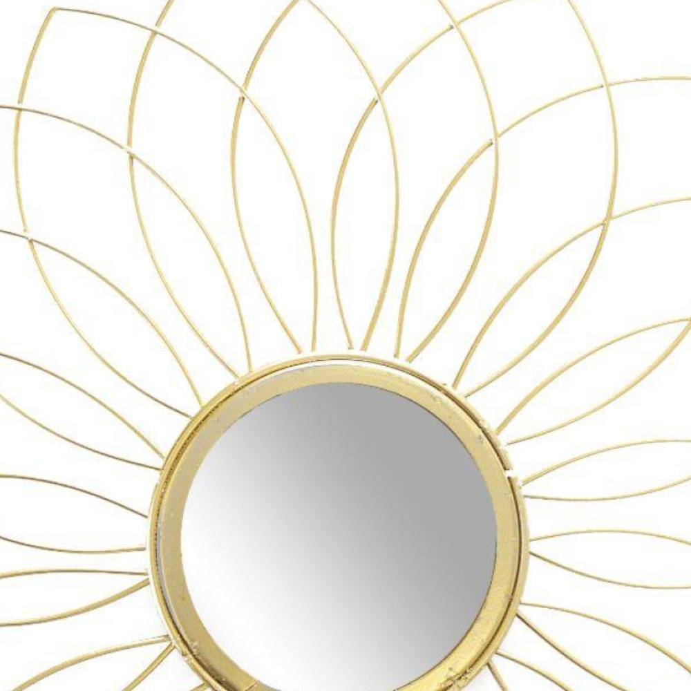 Leaf Design Round Art Wall Mirror