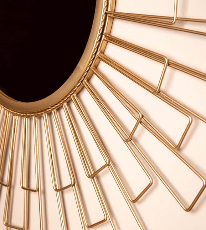 Decorative Antique Gold Geometric Metal Wall Mirror - top_view