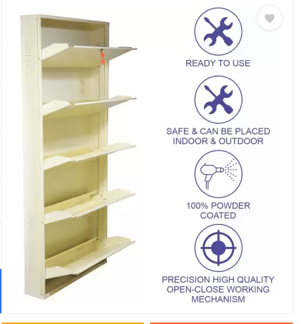 Metal Shoe Rack in 5 Shelves - front_view