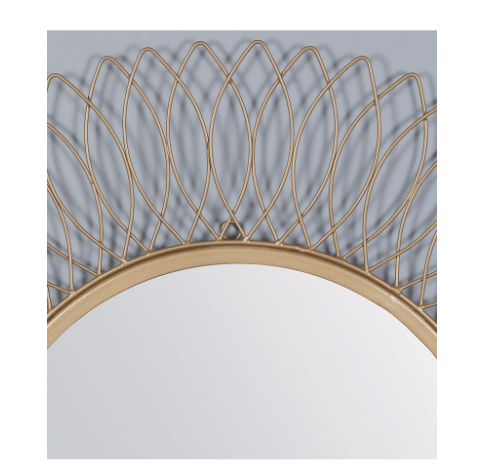 Gold Mild Steel & Glass Large Sunflower Mirror - front_view
