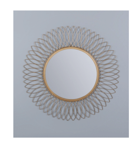 Gold Mild Steel & Glass Large Sunflower Mirror - top_view