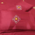 Embroidery Maroon Double Bedsheet With Two Pillow Covers (100x108) - photo