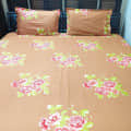 Floral Print King Sized Double Bedsheet With Two Pillow Covers - front_view