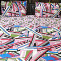 Abstract Printed Double Super King Sized Double Bedsheet With Two Pillow Covers - rear_view