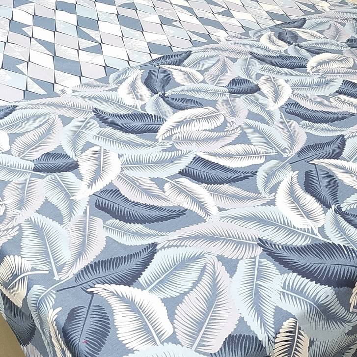 Blue Floral Printed Double Super King Sized Bedsheet With 2 Pillow Covers