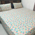 Printed Queen Size Double Bedsheet With Two Pillow Covers (90x100) Inches - photo