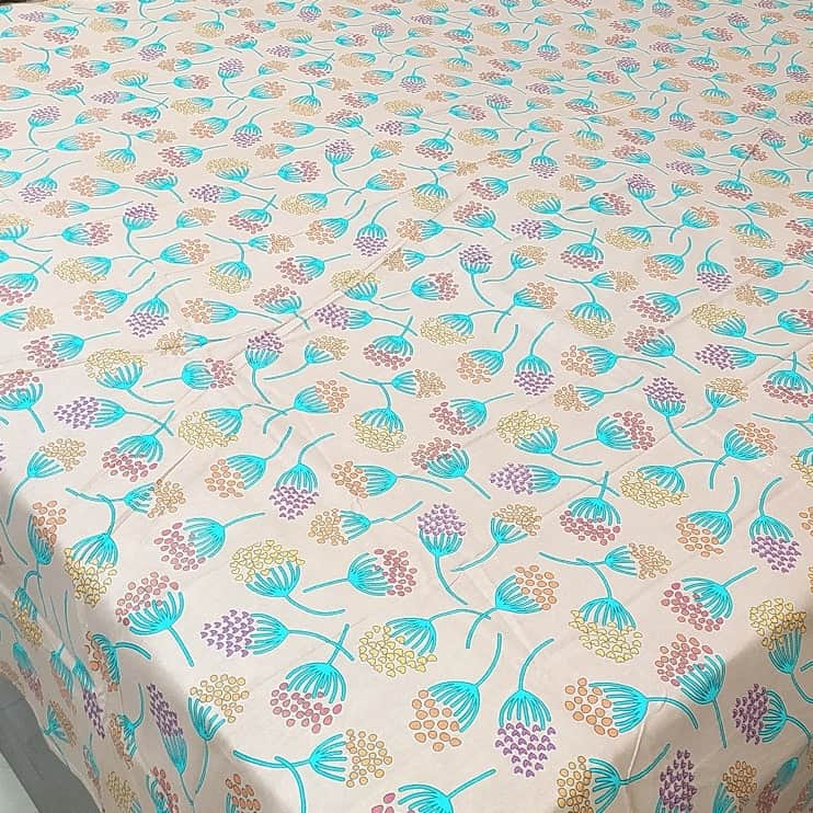 Printed Queen Size Double Bedsheet With Two Pillow Covers (90x100) Inches - top_view