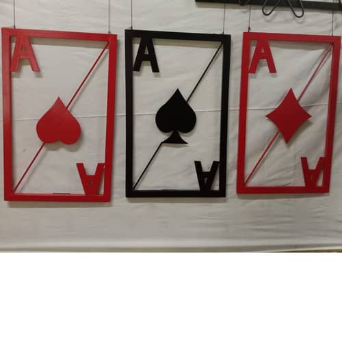 Retro Style Ace Playing Cards Wall Decor - Hanging Set of 3