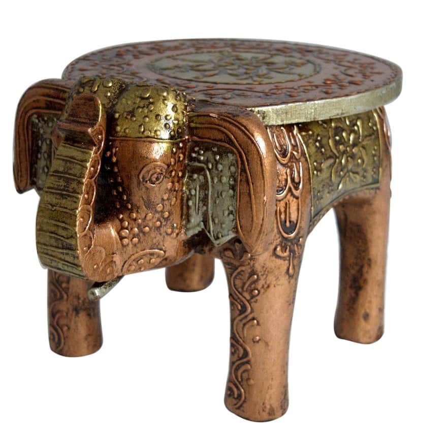Handmade Wooden Painted  Elephant Figurine Stool - front_view