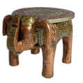 Handmade Wooden Painted  Elephant Figurine Stool - front_view
