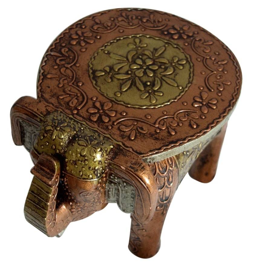 Handmade Wooden Painted  Elephant Figurine Stool