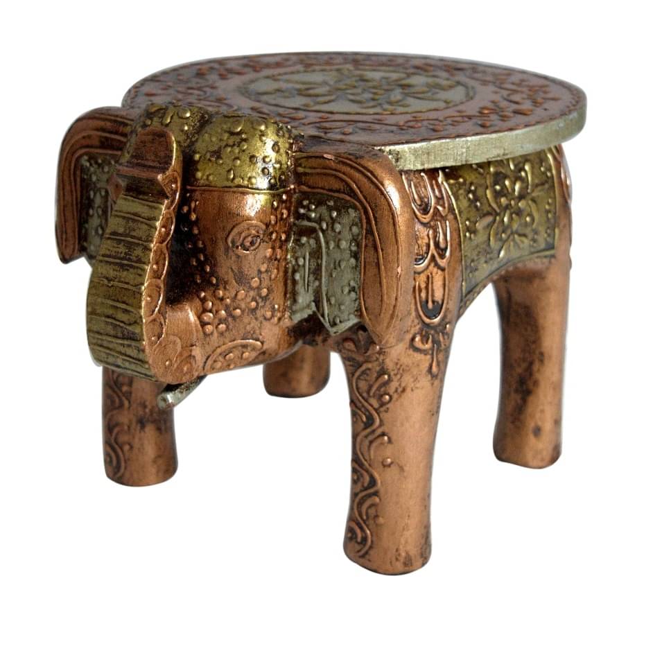Handmade Wooden Painted  Elephant Figurine Stool