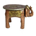 Handmade Wooden Painted  Elephant Figurine Stool - left_view
