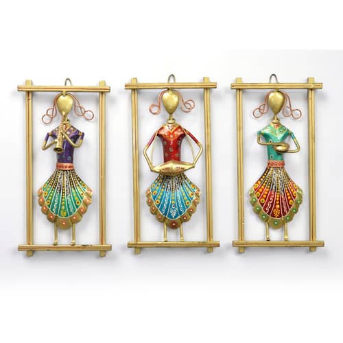 Metal Rajasthani Musicians Item showpiece ( Set of 3 )