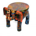 Handmade Wooden Multicolor Tabletop Elephant Figurine Stool - photo