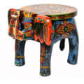 Handmade Wooden Multicolor Tabletop Elephant Figurine Stool - rear_view