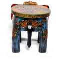 Handmade Wooden Multicolor Tabletop Elephant Figurine Stool - right_view