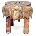 Handmade Natural Wood Tabletop Elephant Figurine Stool - photo