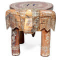 Handmade Natural Wood Tabletop Elephant Figurine Stool - front_view