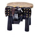 Brass-Fitted Tabletop Elephant Figurine Stool - photo
