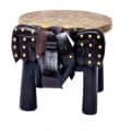 Brass-Fitted Tabletop Elephant Figurine Stool - front_view