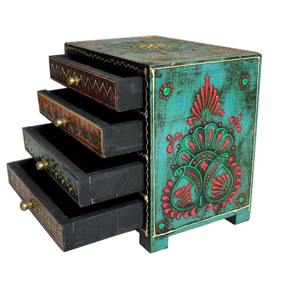 Antique Look Small 4 Drawer Chest - left_view