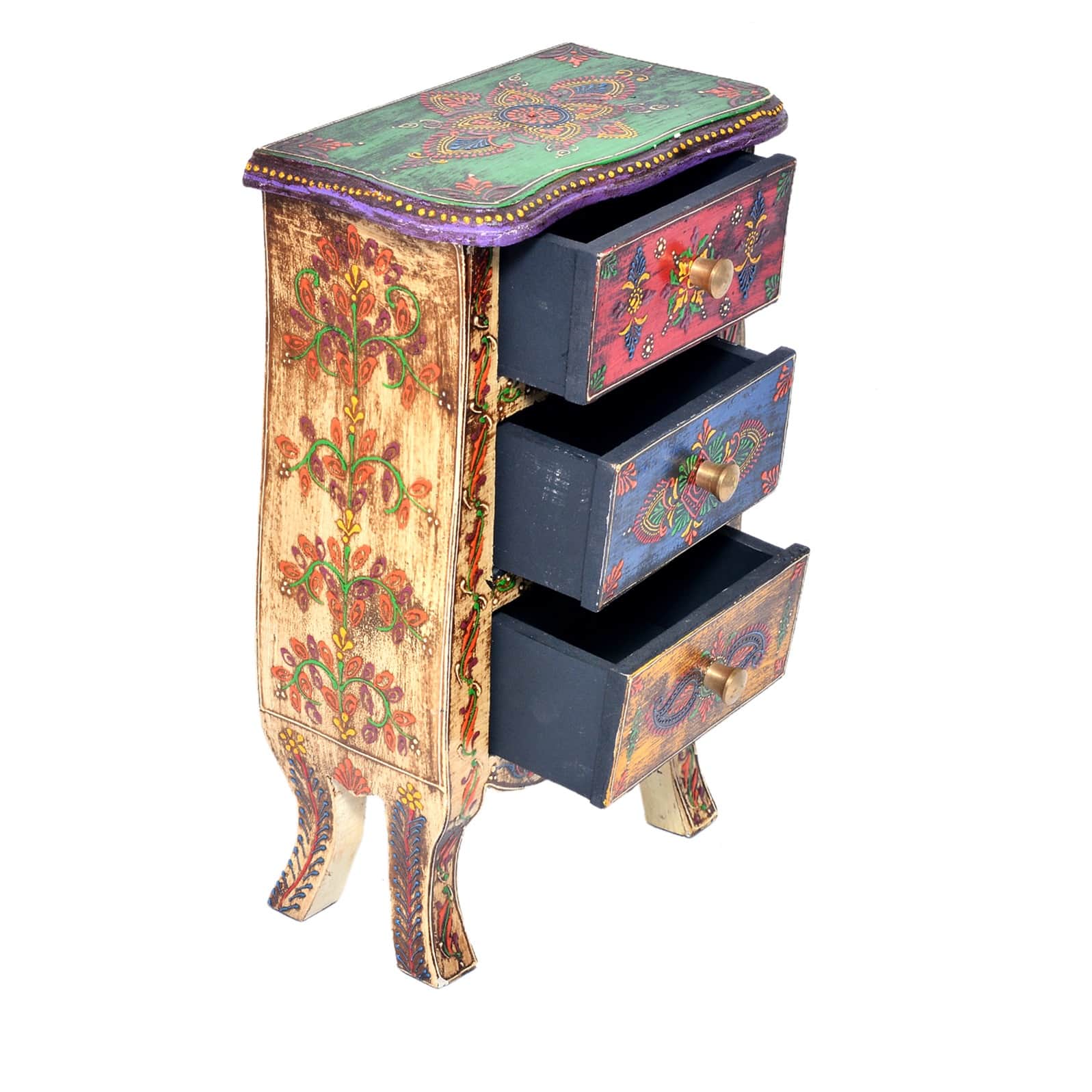 Antique Look Tabletop 3 Drawer Victoria Chest - left_view