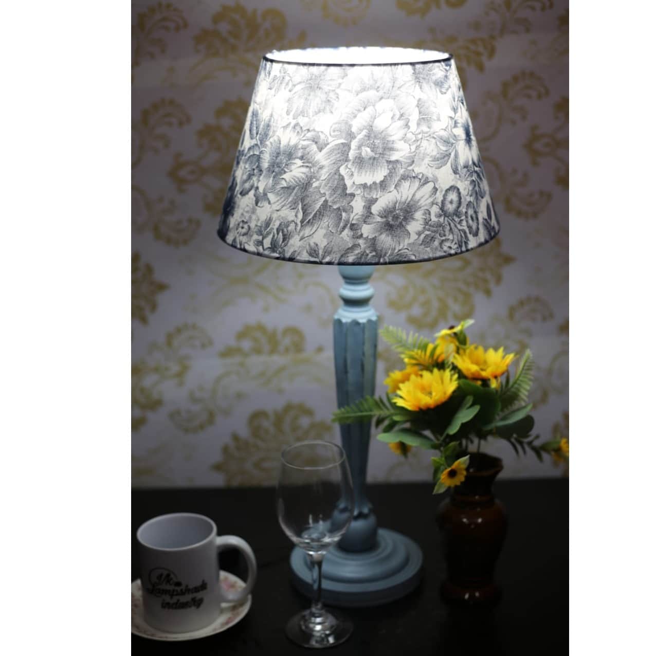 Blue Flower Printed Lampshade - right_view
