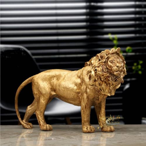 Resin Lion Sculpture Ornament Abstract Animal Figurines 7"