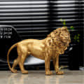 Resin Lion Sculpture Ornament Abstract Animal Figurines 7" - front_view