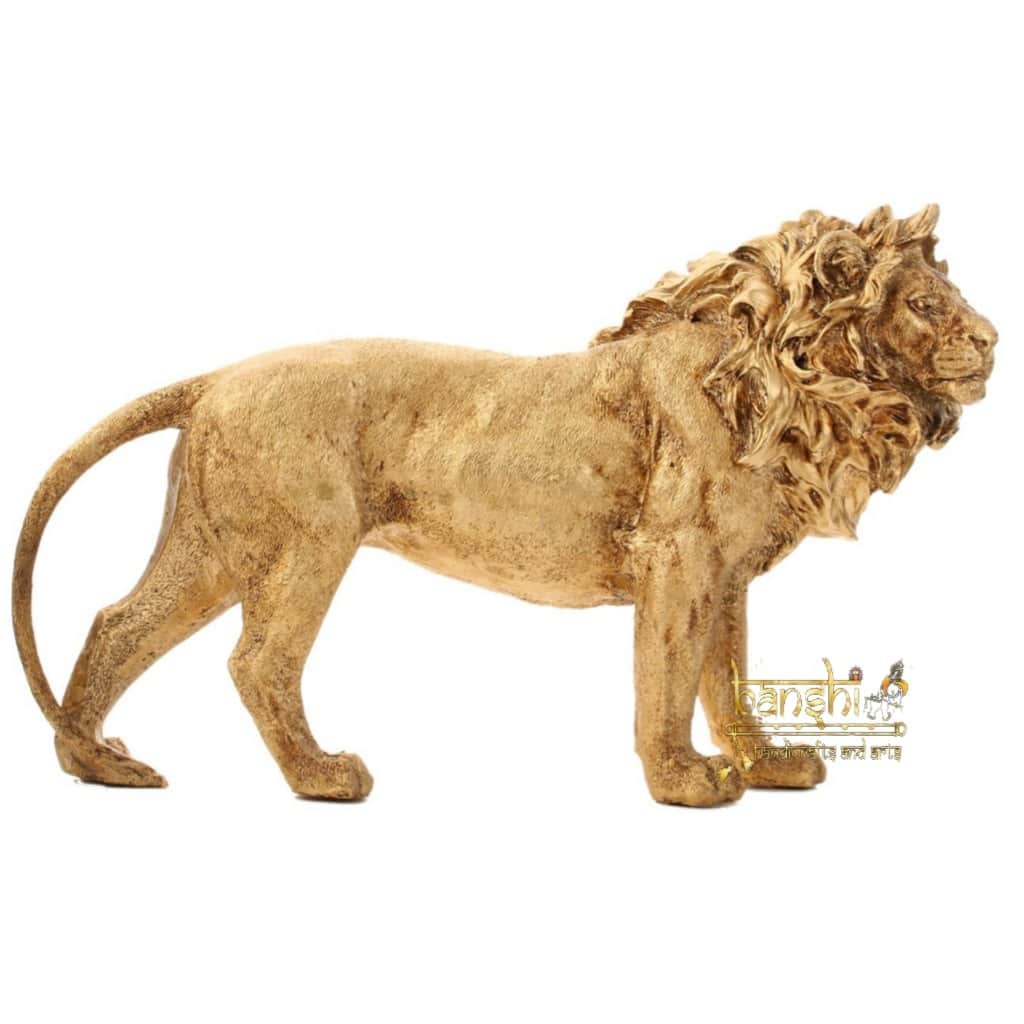 Resin Lion Sculpture Ornament Abstract Animal Figurines 7" - top_view