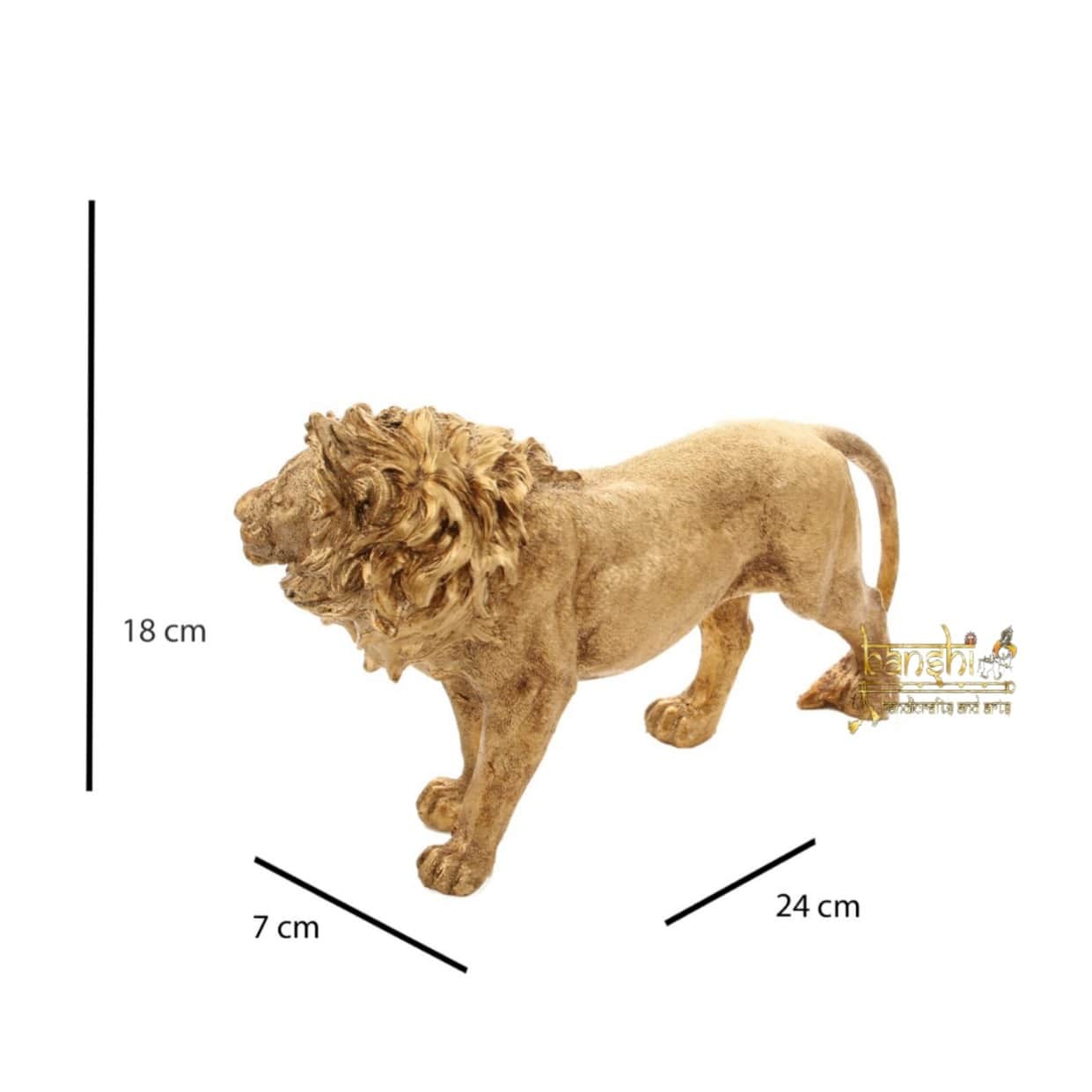 Resin Lion Sculpture Ornament Abstract Animal Figurines 7" - rear_view