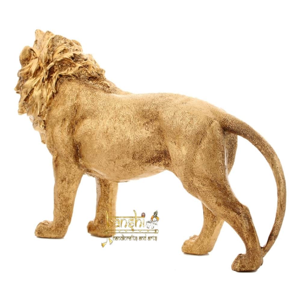Resin Lion Sculpture Ornament Abstract Animal Figurines 7" - left_view