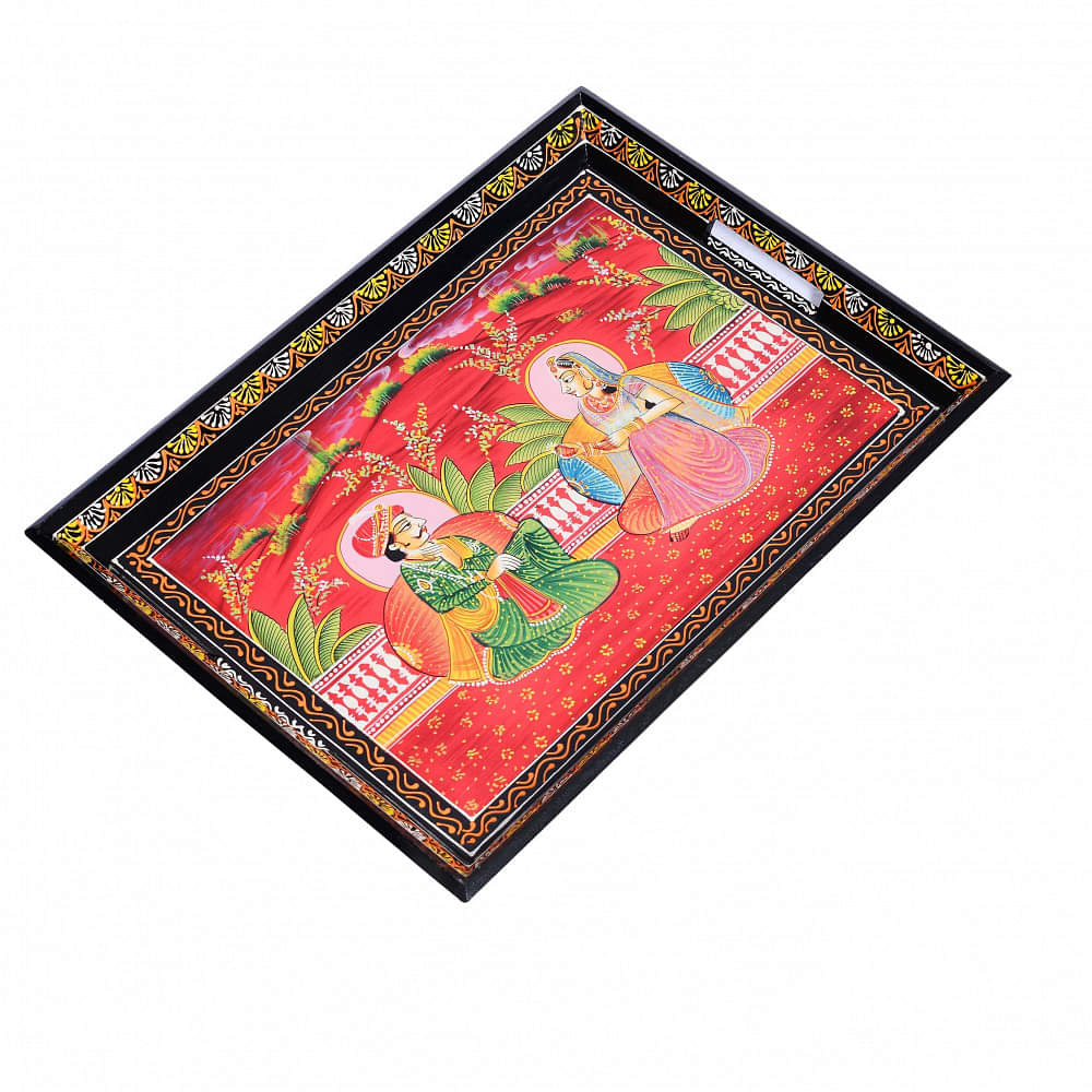 Royal Mughal Painted Big Serving Tray - photo