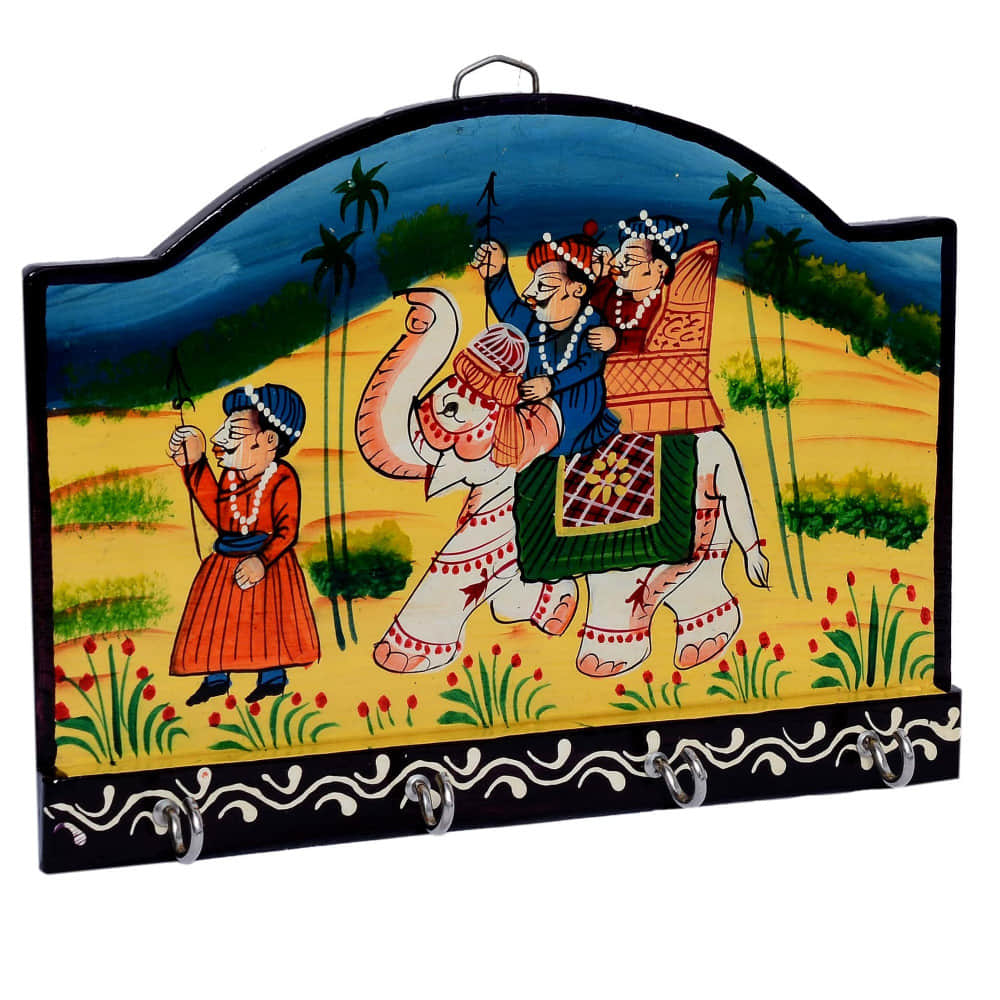 Royal Painted Small Wall Hanging 4 Key Hook Holder - photo