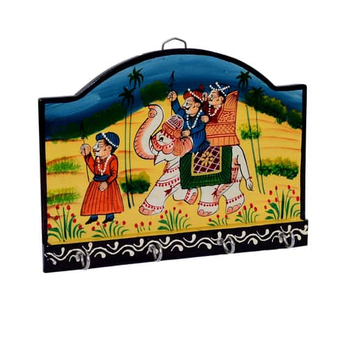 Royal Painted Small Wall Hanging 4 Key Hook Holder