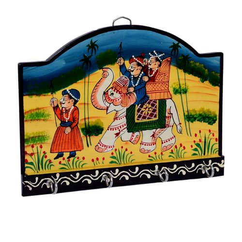 Royal Painted Small Wall Hanging 4 Key Hook Holder