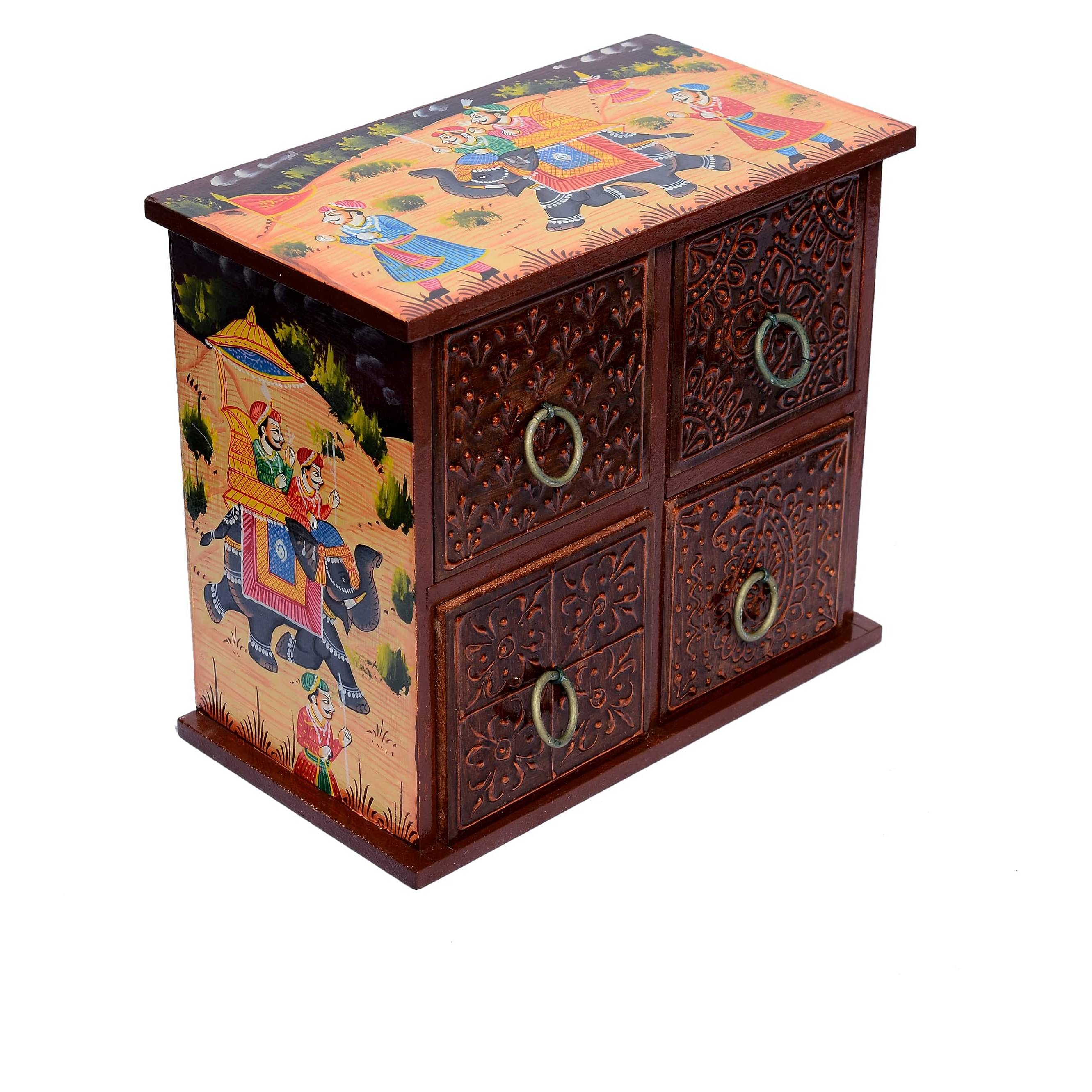Hand painted Tabletop Small 4 Drawer Chest